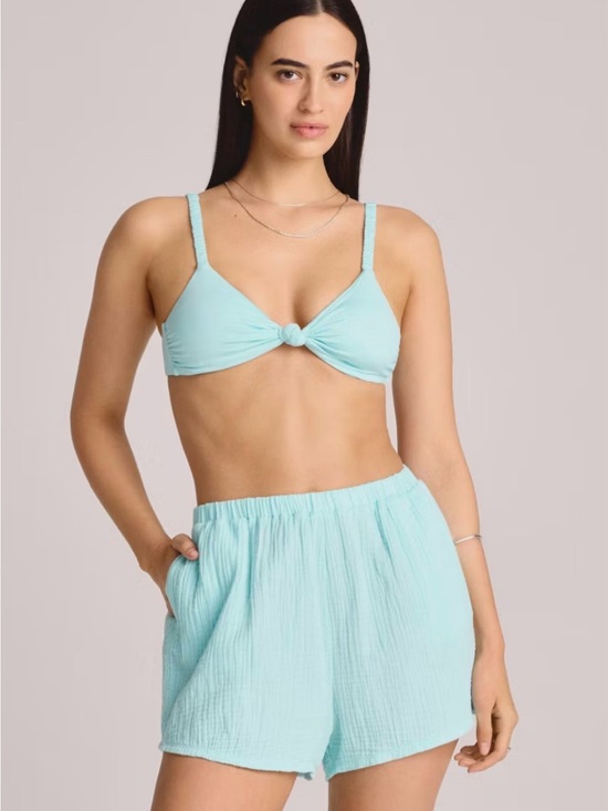Vitamin A Other - Vitamin A Women's Gauze Cover Up Shorts - Aqua S: Cotton, Pull-On